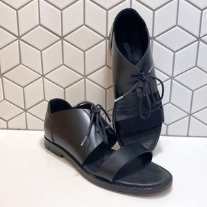COS Black Leather Cutout Sandals Shoes Size 38 US size 7/ 7.5 Flats